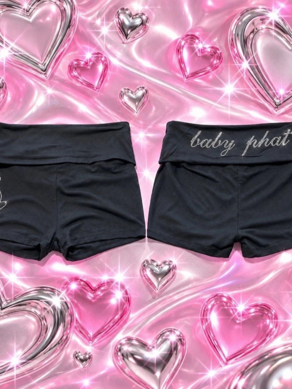 NWT Baby Phat Y2K 2000s Rhinestone Foldover Shorts | L